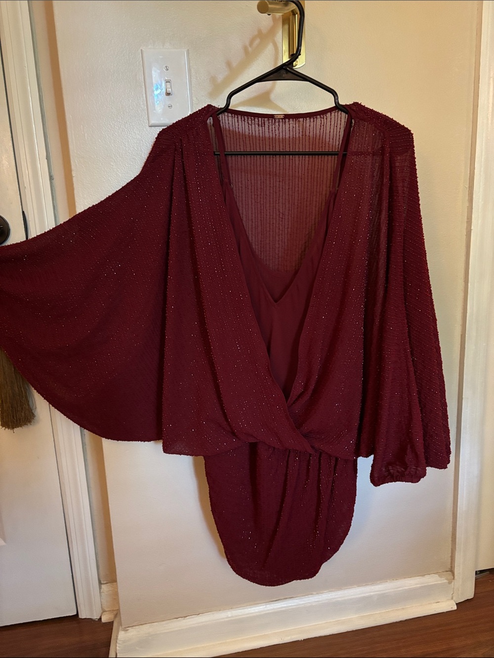 Free People Burgundy Sparkle Mini Dress